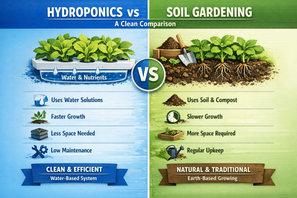 Hydroponics vs Soil Gardening: A Clean Comparison